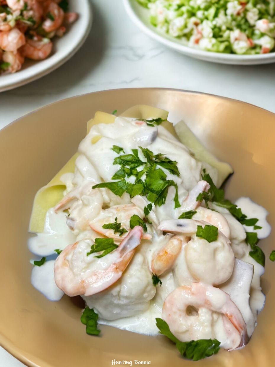 Crevettes et chou-fleur à la crème de coco