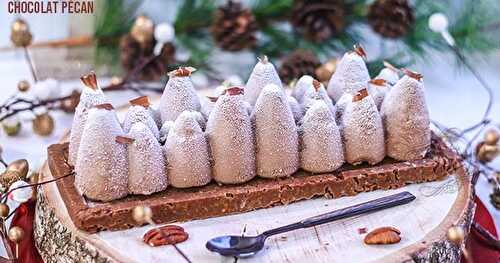 Bûche de Noël chocolat noix de pécan