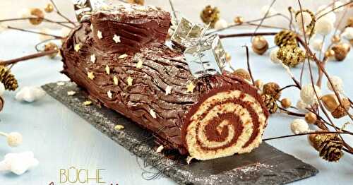 Bûche de Noël roulée traditionnelle au chocolat {facile et rapide}