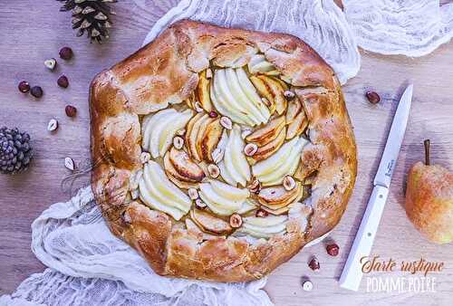 Tarte rustique pomme, poire et noisette