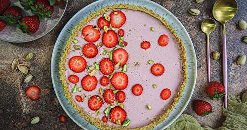 Tarte fraise pistache au fromage blanc