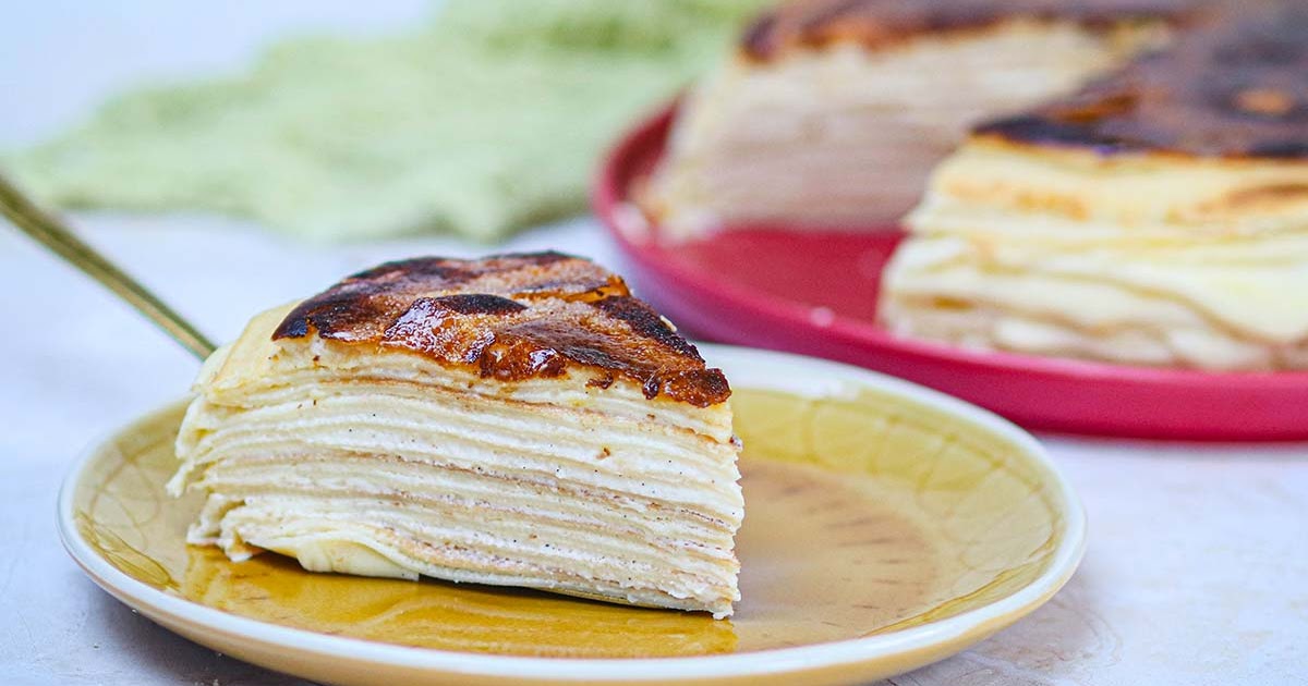 Crêpes brûlées à la vanille : un gâteau de crêpes façon crème brûlée !