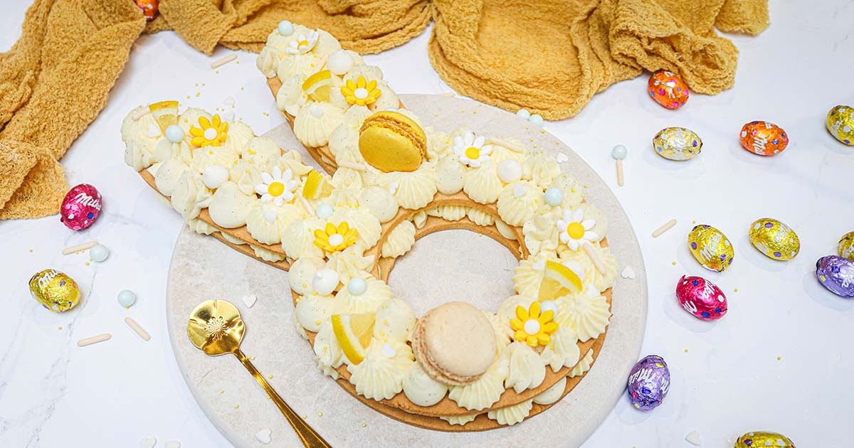 Number cake lapin de Pâques vanille et citron
