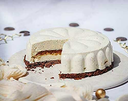 Entremets vanille, praliné et chocolat