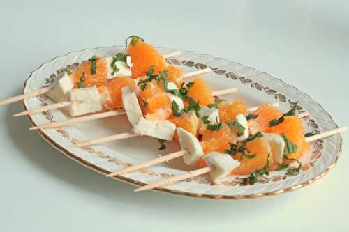 Brochettes de mozzarella à l'orange & à la menthe