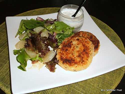 Croquettes de lieu aux petits pois, crème citronnée à la ciboulette & mesclun aux suprêmes de citron