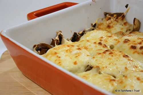 Fonds d'artichauts & champignons gratinés, sauce mornay