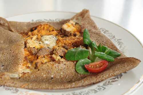 Galette aux carottes à la crème, tofu fumé & comté