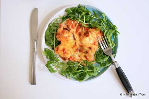 Gratin de chou-fleur aux tomates, basilic & morbier