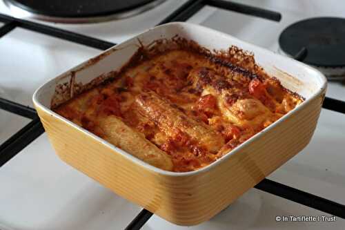 Gratin de quenelles express au Saint-Albray & tomates fraîches