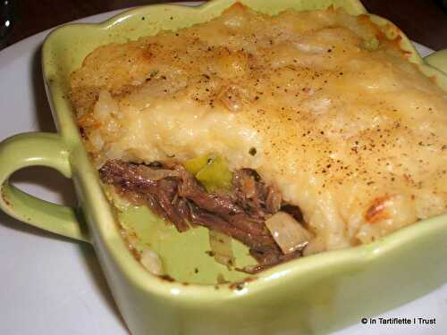 Hachis parmentier de confit de canard aux poireaux