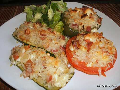 Légumes farcis au riz, aux oignons & au jambon