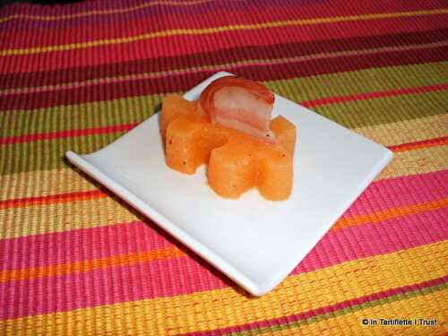 Loukoums de melon & pancetta croustillante