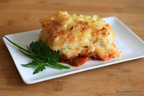 Parmentier de carottes mijotées au vin rouge