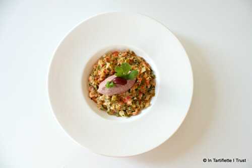 Quenelles de haricots rouges & petits légumes fondants à la coriandre