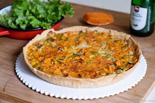 Quiche aux poireaux, bière et mimolette