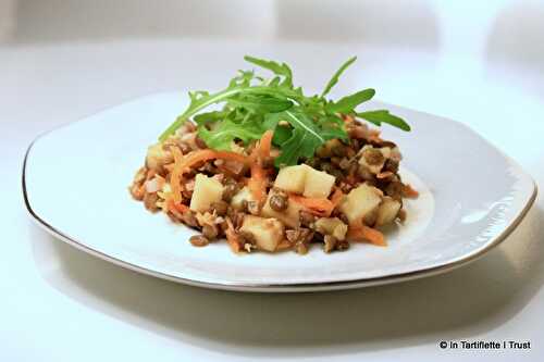 Salade de lentilles à l'emmental, aux pommes & carottes