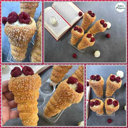 Cornets crème pâtissière et framboise