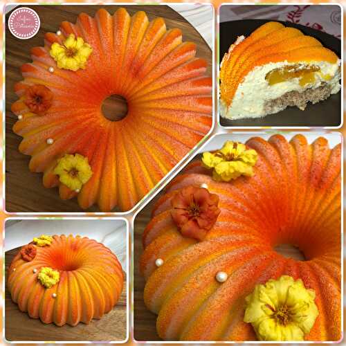 Entremets vanille, mangue et noisettes