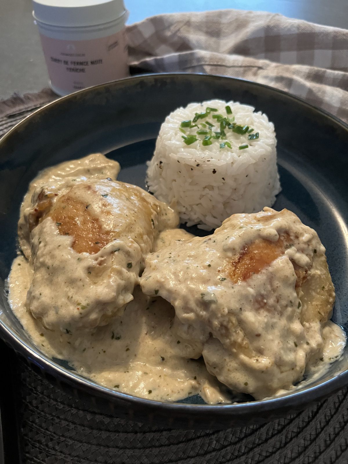 Poulet au curry et son riz thaï 