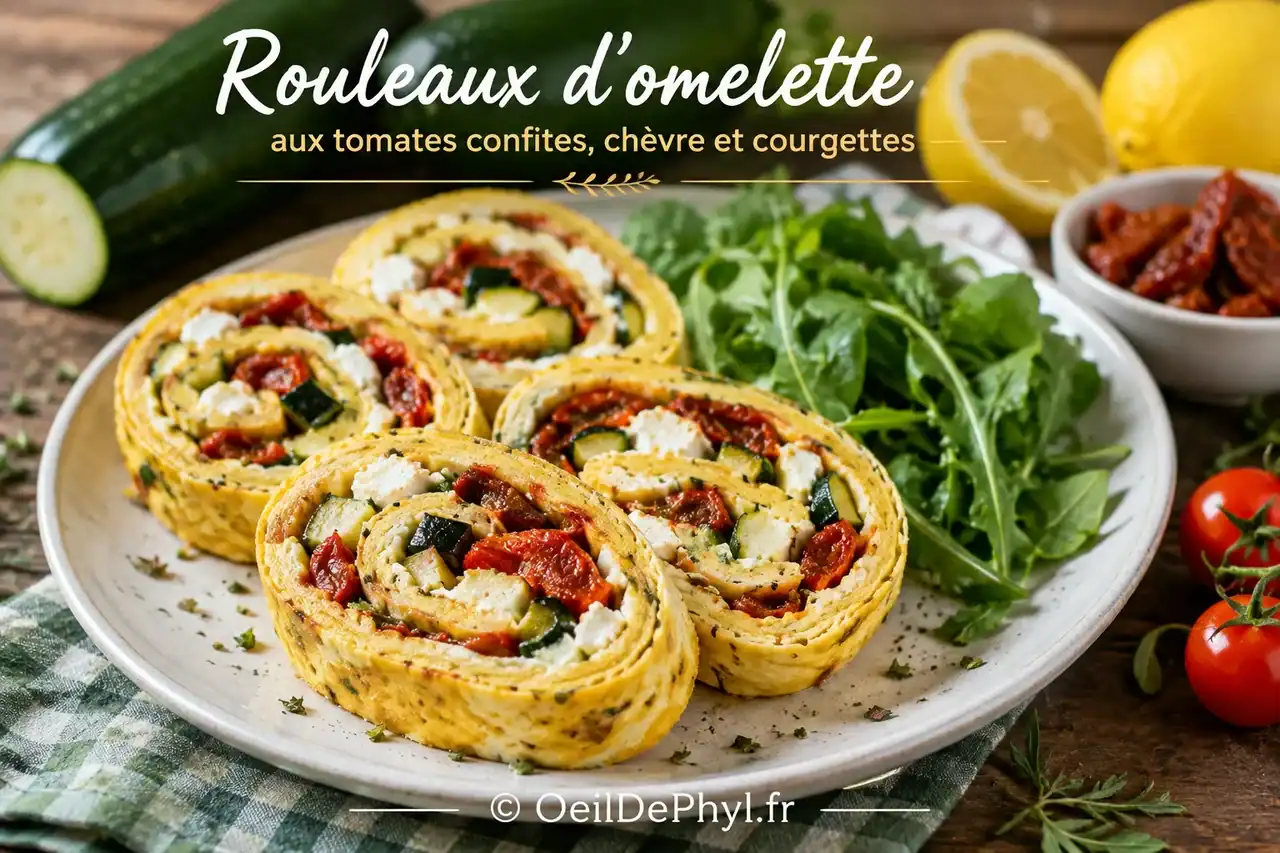 Rouleaux d'omelette aux tomates confites