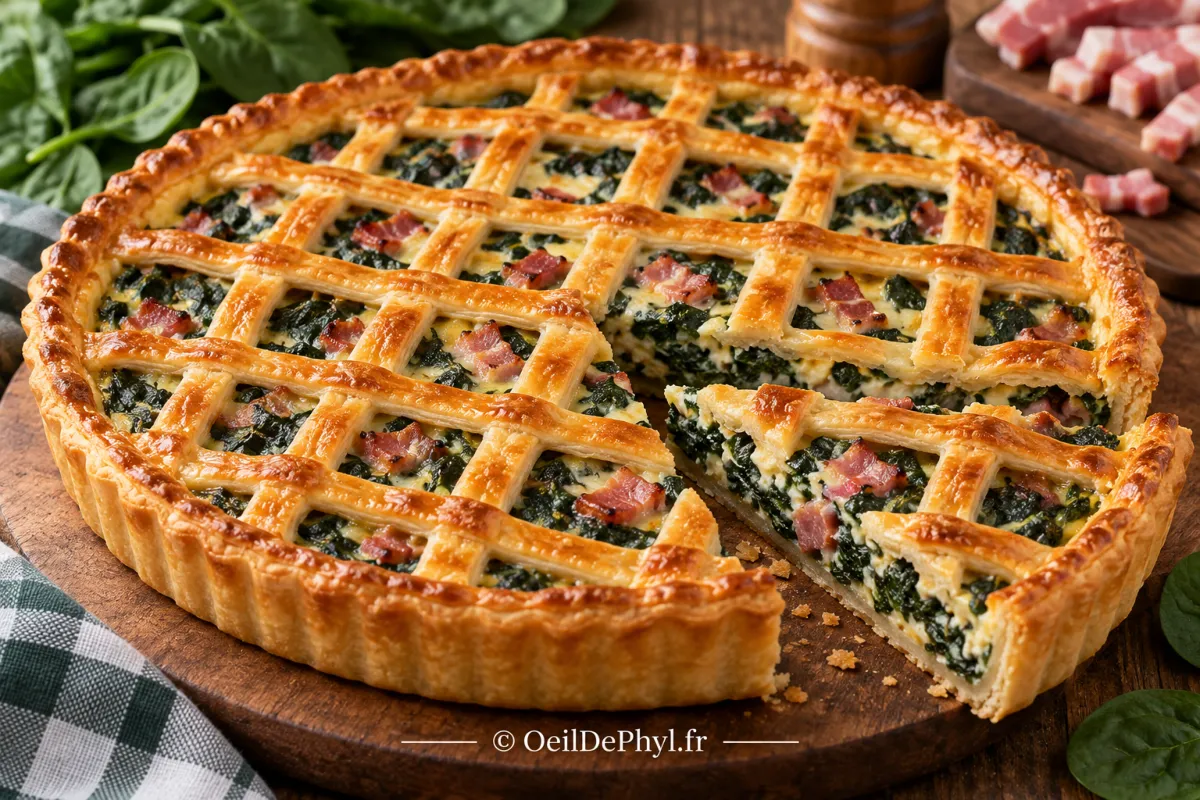 Tarte aux épinards et aux lardons