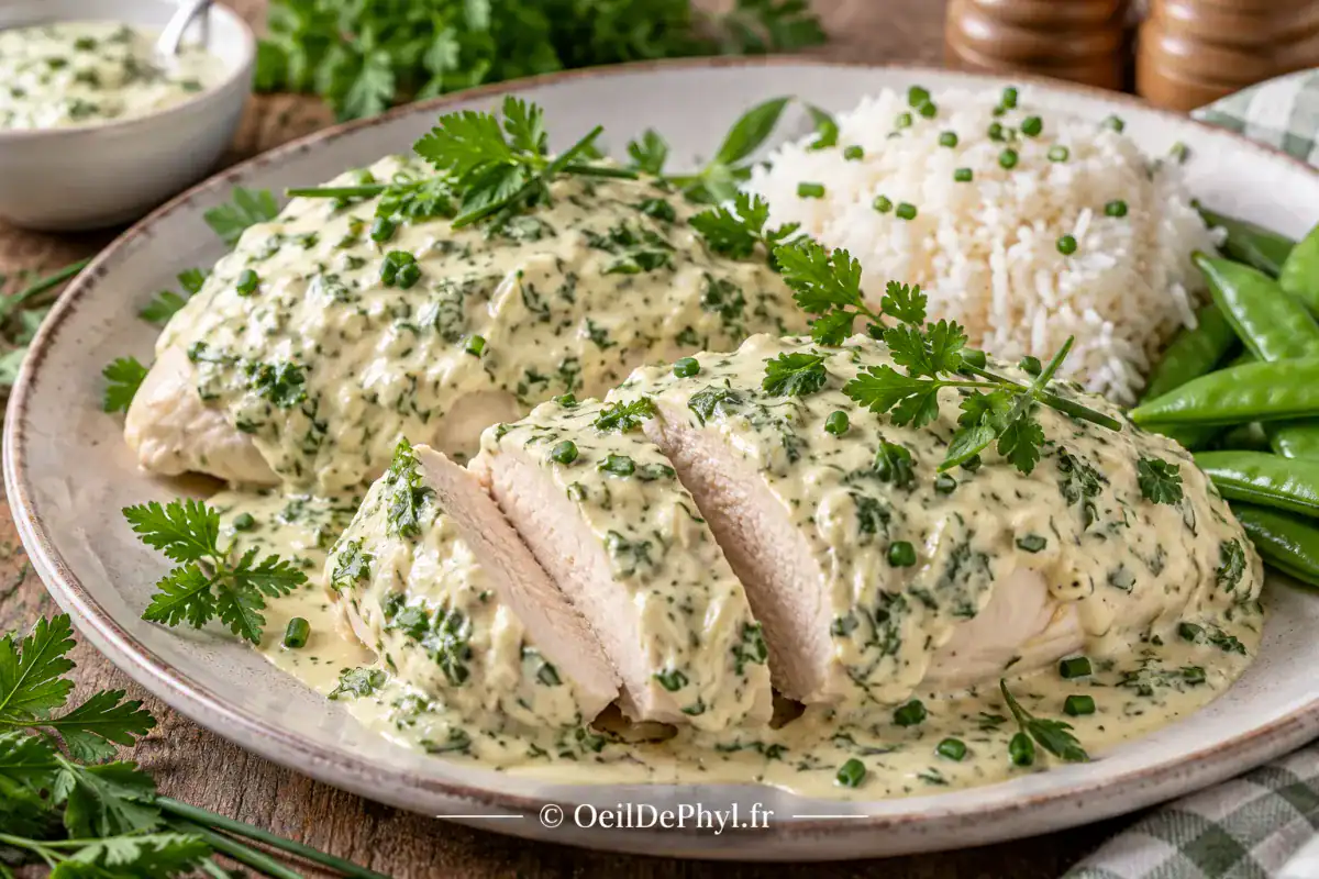 Volaille en manteau d'herbes