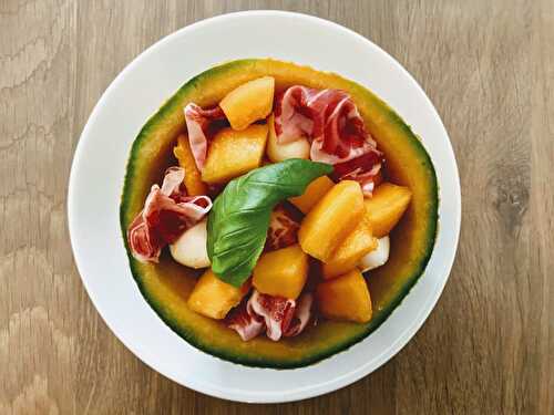 Salade melon jambon cru mozzarella