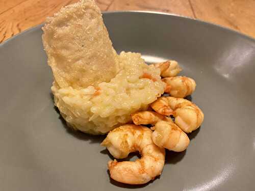 Risotto aux crevettes flambées à l'armagnac