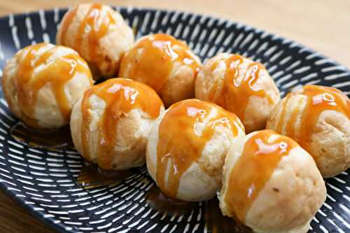 Takoyaki sucrés : pommes fondues et caramel au beurre salé