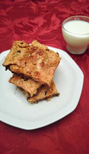 Cookie bars dulce de leche, beurre noisette et pépites de chocolat