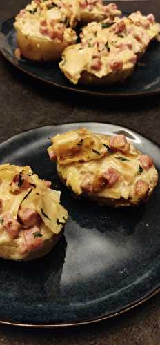 Pommes de terre farcies jambon/poireaux