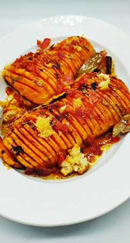 Courge butternut hasselback au beurre de sauge et prosciutto