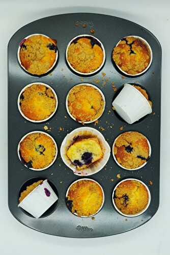 Muffins myrtilles citron crumble cardamome
