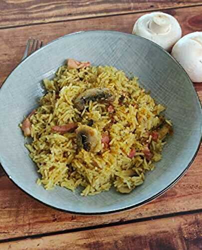 Riz lardons champignons