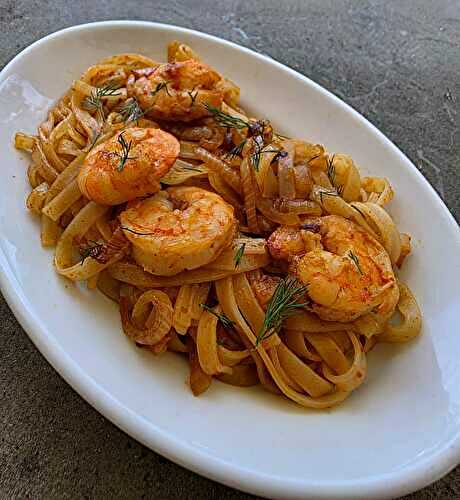 Nouilles sautées aux gambas et saté