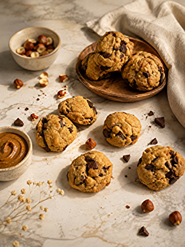 Cookies purée de noisettes pépites de chocolat {sans lactose}