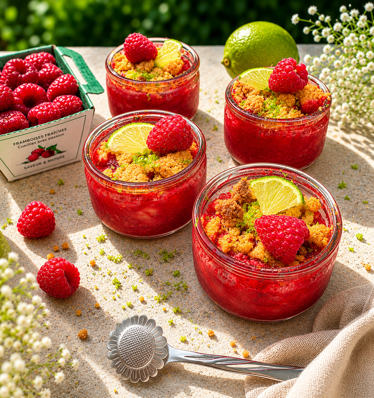 Crumble framboise citron vert