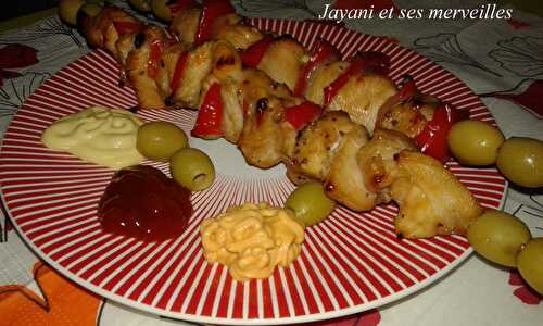 Brochettes poulets aux poivrons