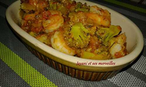 Carry de crevettes aux brocolis