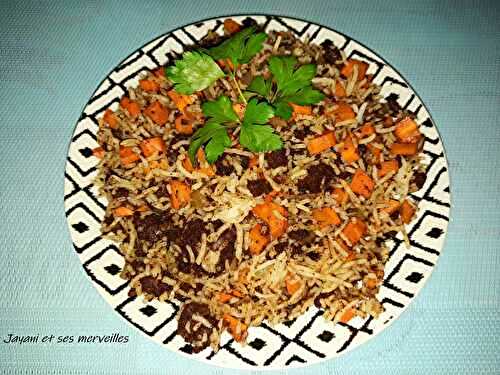 Riz aux carottes et boudins noirs