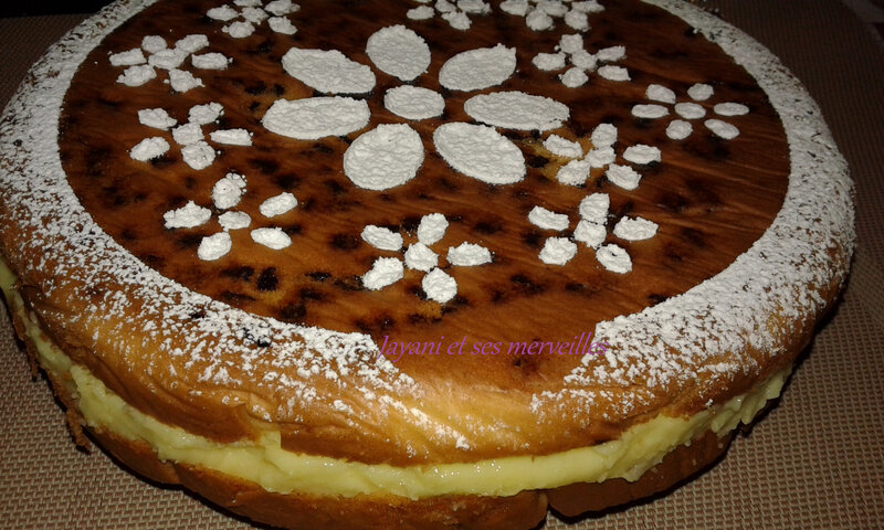 Gâteau aux pépites de chocolat/crème pâtissière