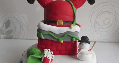 Tutoriel gâteau Père Noël tombé dans la cheminée