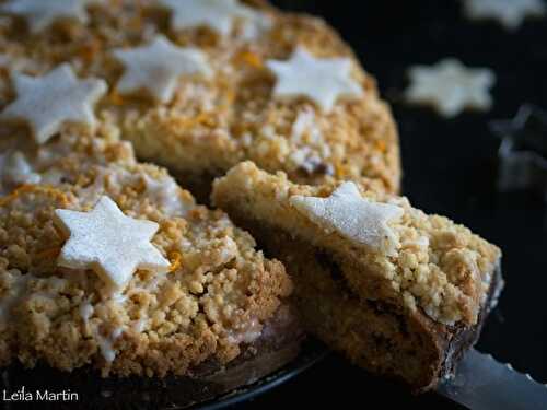 Crazy Streusel de Noël à la pâte d'amandes, aux agrumes, fruits confits et épices