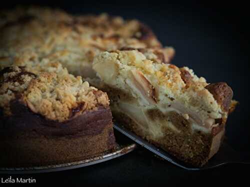 Käsestreuselkuchen aux pommes (une douceur entre la tarte au fromage blanc et le gâteau streusel)