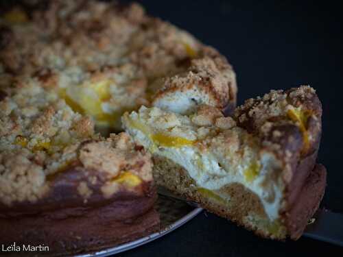 Käsestreuselkuchen à la mangue, à la vanille et au citron vert