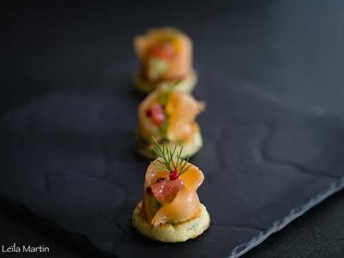 Saumon fumé et crème d'avocat sur Griesknepfle aux herbes