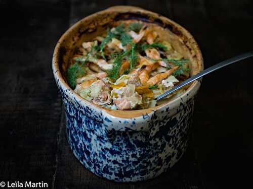 Baeckeoffe de poisson et gambas au safran d'Alsace