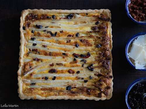 Quiche aux asperges d'Alsace, olives noires et parmesan