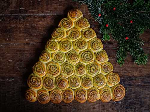 Brioche sapin de Noël schneckekueche au pesto de basilic